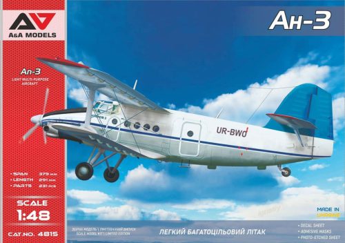 A&A Models AAM4815 An-3 Turboprop  biplane (USSR/ Ukraine liveries) repülőgép makett