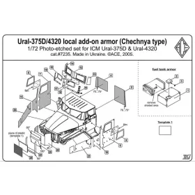   ACE PE7235 Photo-etched set 1/72 Ural 4320 Add-On Armor (Chechen war type) (1/72) feljavító készlet