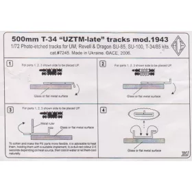   ACE PE7245 PE-Tracks for T-34 mod.1943 500mm for Dragon, Revell and Unimodel (1/72) feljavító készlet