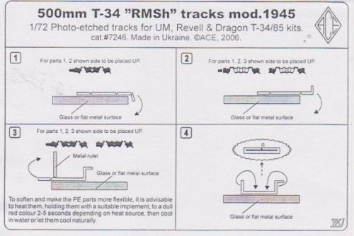 ACE PE7246 PE-Tracks for T-34 mod.1945 500mm for Dragon, Revell and Unimodel (1/72)