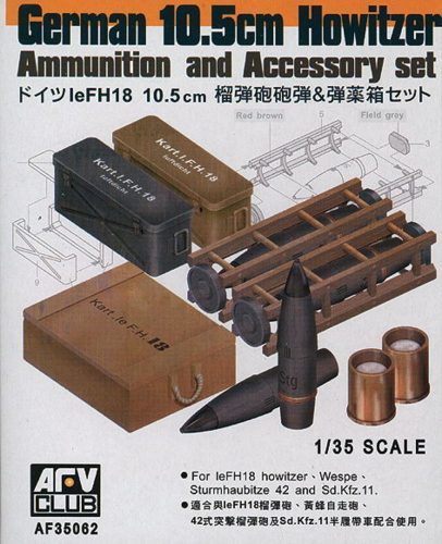 AFV Club 35062 German 10,5 cm LeFH18 AMMO SET 1/35 lőszer makett