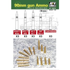   AFV Club 35076 90 mm AMMO TD M-36/M-46/M-26 (BRASS) 1/35 lőszer makett