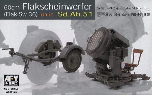 AFV Club 35125 German 60cm Flakscheinwerfer Flak-Sw 36 mit Sd.Ah.51 1/35 harcjármű makett