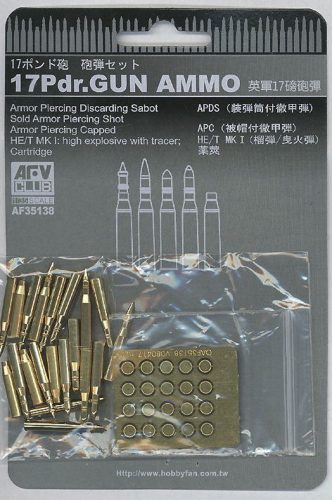 AFV Club 35138 British 17 Pdr. Gun Ammo 1/35 lőszer makett