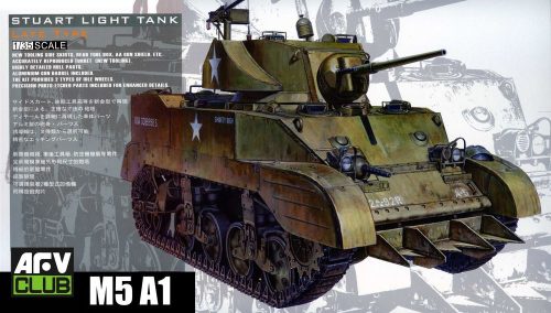 AFV Club 35161 US M5A1 Late type w/Hedgerow cutter 1/35 harckocsi makett