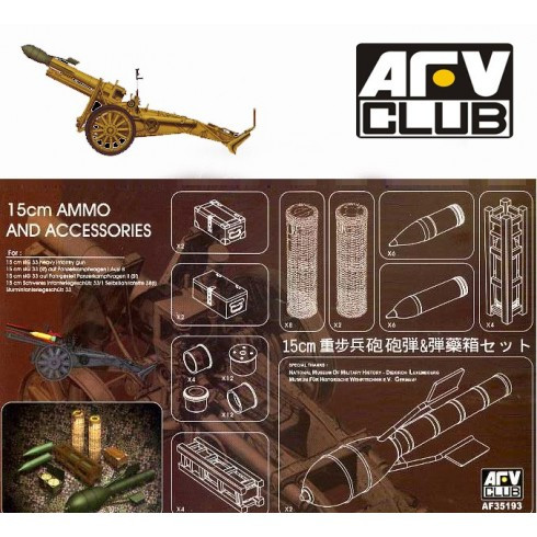 AFV Club 35193 German 15cm AMMO and Accessories 1/35 löveg makett