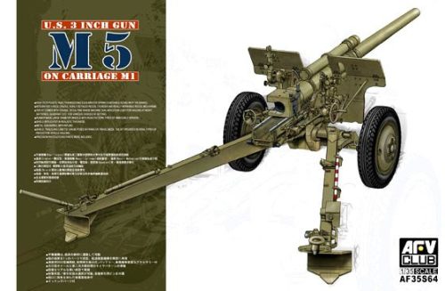 AFV Club 35S64 US 3 Inch Gun M5 on Carriage M1 1/35 löveg makett
