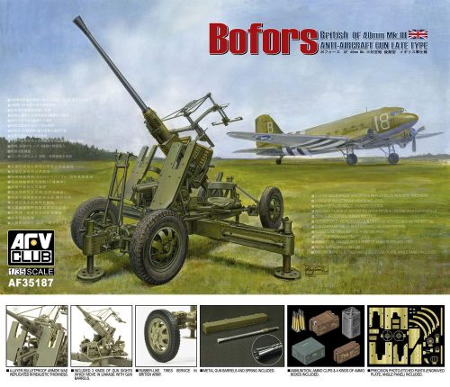 AFV Club AF35187 British Version of Bofors 40mm MKIII AA Gun 1/35 löveg makett