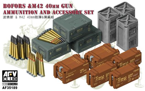 AFV Club AF35189 Bofors & M42 40mm Gun AMMO & Accessories Set 1/35 lőszer makett