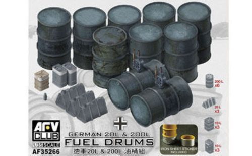 AFV Club AF35266 German 20L & 200L Fuel Drums 1/35 makett