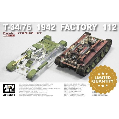 AFV Club AF35S51 Soviet T-34/76 1942 Factory 112 with transparent turret (Limited) 1/35 harckocsi makett