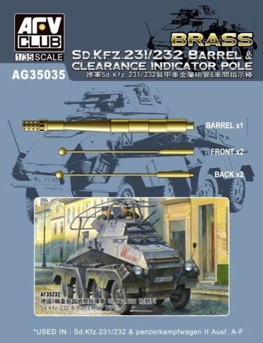 AFV Club AG35035 German Sd.Kfz 231/232 Barrel & Clearance Ind. POLE 1/35 feljavító készlet