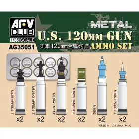   AFV Club AG35051 US M1A1/M1A2 M256 120mm Ammo set (Aluminum) 1/35 lőszer makett