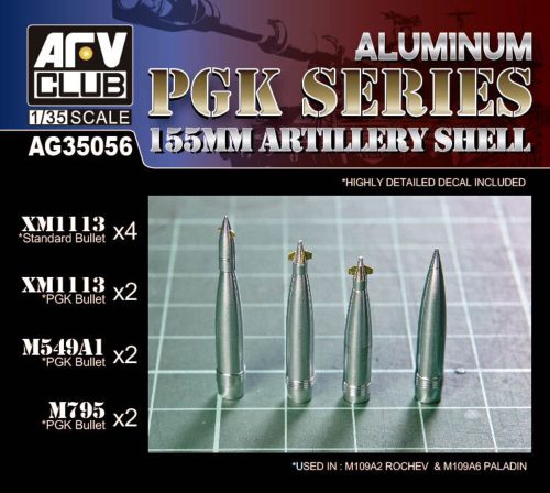 AFV Club AG35056 US 155MM ARTILLERY SHELL PGK SERIES 1/35 lőszer makett