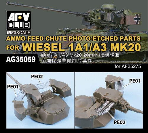 AFV Club AG35059 AMMO FEED CHUTE PE FOR WIESEL 1A1/A3 MK20 1/35 lőszer makett