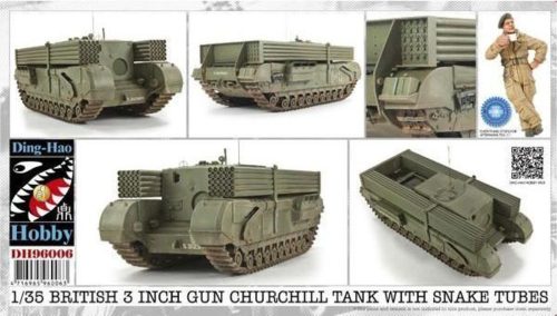 AFV Club DH96006 British 3 Inch gun Churchill tank & Snake Launcher 1/35 harckocsi makett