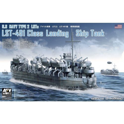 AFV Club SE73519 US Navy Type 2 LST-491 Class Landing Ship Tank 1/350 hajó makett