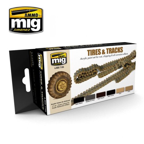 A.MIG-7105 Kerék és Lánctalp akril festék szett - TIRES AND TRACKS