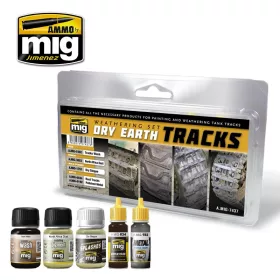   A.MIG-7437 DRY EARTH TRACKS - Weathering készlet poros lánctalp készítéshez