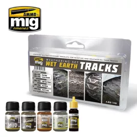   A.MIG-7438 WET EARTH TRACKS - Weathering készlet sáros lánctalp készítéshez