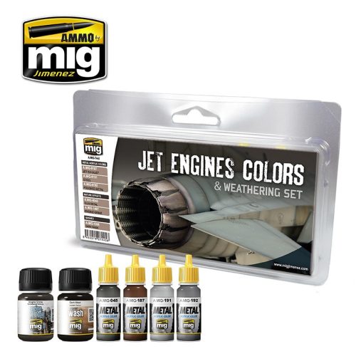 A.MIG-7445 JET ENGINES COLORS AND WEATHERING SET - Sugárhajtómű színek és weathering effek