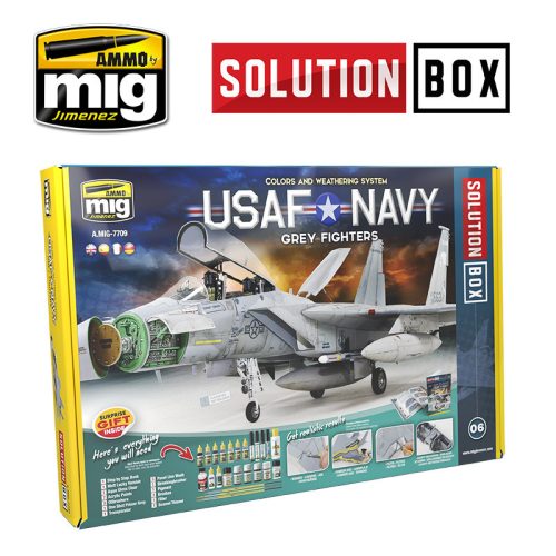 A.MIG-7709 USAF / NAVY GREY FIGHTERS SOLUTION BOX - Festék és weathering készlet
