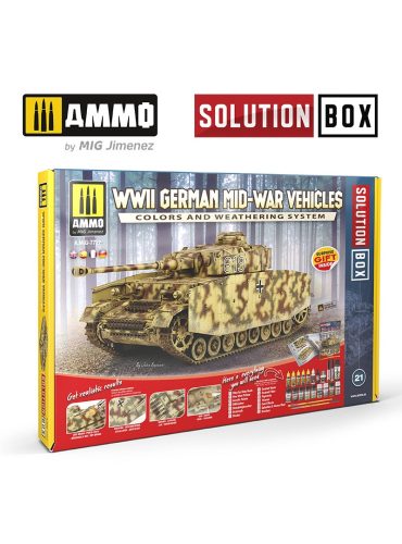 A.MIG-7727 SOLUTION BOX 19 – WWII German Mid-War Vehicles - Festék és weathering készlet