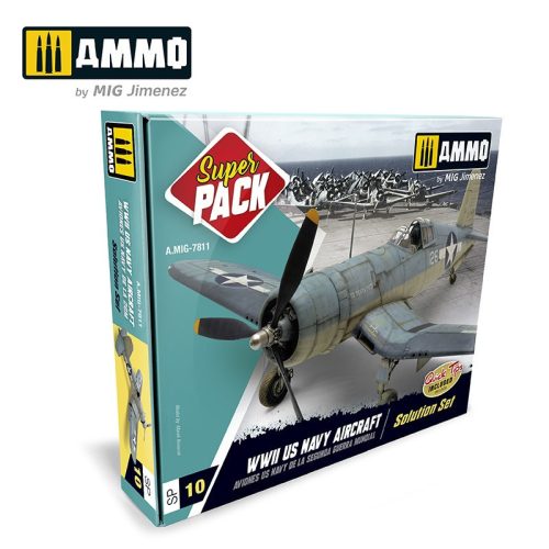 A.MIG-7811 SUPER PACK WWII US NAVY AIRCRAFT SOLUTION SET - Makettfesték és weathering készle