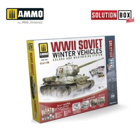   A.MIG-7903 SOLUTION BOX MINI #20 - How to paint WWII Soviet Winter Vehicles - Festék és weathering készlet