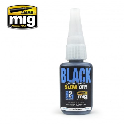 A.MIG-8034 Lassan száradó fekete cianoakrilát ragasztó - BLACK SLOW DRY CYANOACRYLATE