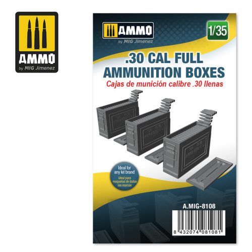 A.MIG-8108 Feljavító készlet: 30 cal Full Ammunition Boxes 1/35