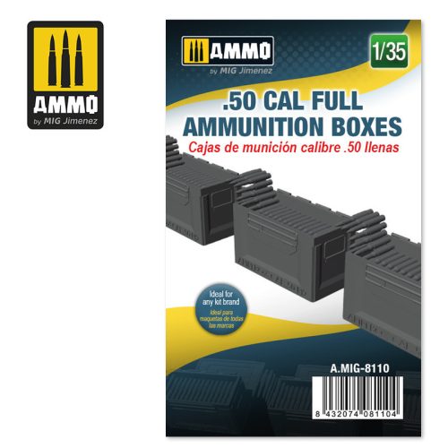 A.MIG-8110 Feljavító készlet: 50 cal Full Ammunition Boxes 1/35