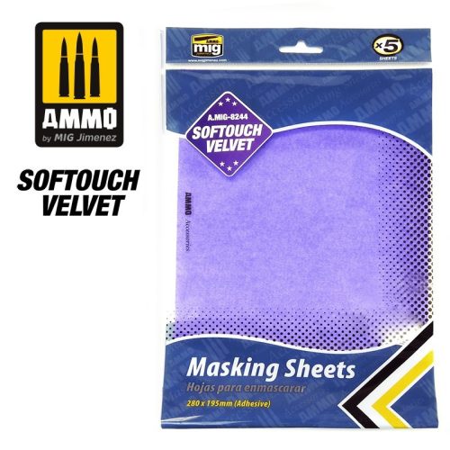 A.MIG-8244 Maszkoló lap - Softouch Velvet Masking Sheets (x5 sheets, 280mm x 195mm, adhesive)