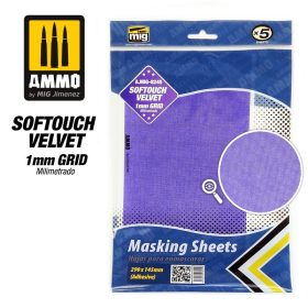   A.MIG-8245 Maszkoló lap - Softouch Velvet Masking Sheets 1mm Grid (x5 sheets, 290mm x 145mm, adhesive)