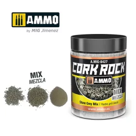   A.MIG-8427 TERRAFORM CORK ROCK Stone Grey Mix (Jar 100ml) - Szürke parafa őrlemény - mix