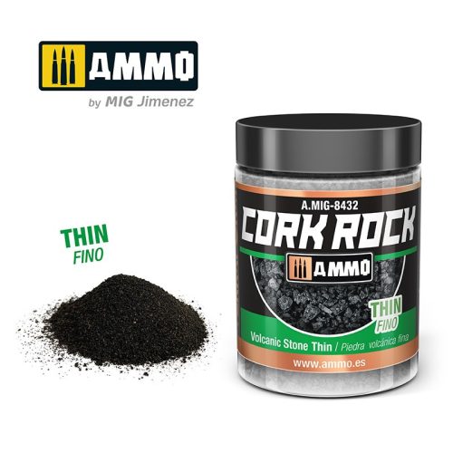 A.MIG-8432 TERRAFORM CORK ROCK Volcanic Rock Thin (Jar 100ml) - Fekete parafa őrlemény - finom