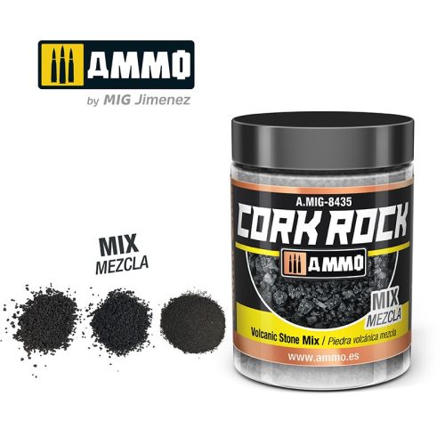 A.MIG-8435 TERRAFORM CORK ROCK Volcanic Rock Mix (Jar 100ml) - Fekete parafa őrlemény - mix