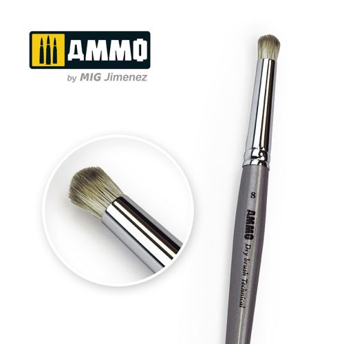 A.MIG-8703 Ecset szárazecseteléshez 8 - AMMO Drybrush Technical Brush