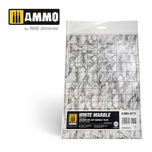 A.MIG-8771 White Marble, Square Die-cut Marble Tiles - Fehér Márvány, Szögletes márványlapok - 2 db