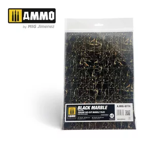   A.MIG-8774 Black Marble. Square Die-cut Marble Tiles - Fekete Márvány, Szögletes márványlapok - 2 db