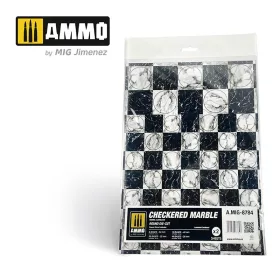   A.MIG-8784 Checkered Marble. Round Die-cut for Bases for Wargames - Sakktábla-minta Márvány, Kerek márványlapok - 2 db