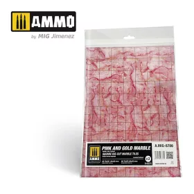   A.MIG-8786 Pink and Gold Marble, Square Die-cut Marble Tiles - Rózsaszín és arany Márvány, Szögletes márványlapok - 2 db