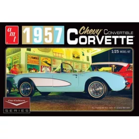   AMT 1015 1957 Chevrolet Corvette Convertiblemolded in white Cindy Lewis Car Culture Diorama (1/25) autó makett