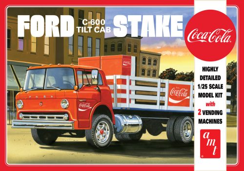 AMT 1147 Ford C600 Stake Bed w/Coca-Cola Machines (1/25) teherautó makett