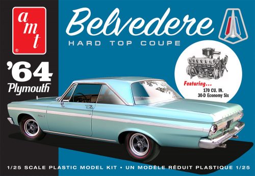 AMT 1188 1964 Plymouth Belvedere with Slant 6 Engine (1/25) autó makett