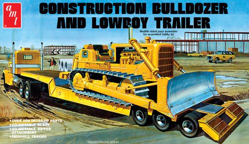 AMT 1218 Lowboy Trailer & Bulldozer Combo (1/25) Kamion, buldózer makett