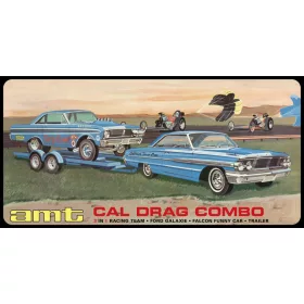   AMT 1223 Cal Drag Combo 1964 Galaxie, AWB Falcon & Trailer (1/25) autó makett
