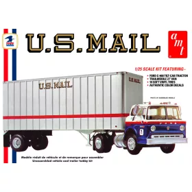   AMT 1326 Ford C600 US Mail Truck w/USPS Trailer (1/25) Kamion makett