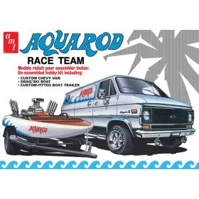   AMT 1338  Aqua Rod Race Team 1975 Chevy Van, Race Boat & Trailer (1/25) makett autó