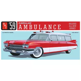   AMT 1395 1959 Cadillac Ambulance w/Gurney (1/25) makett autó